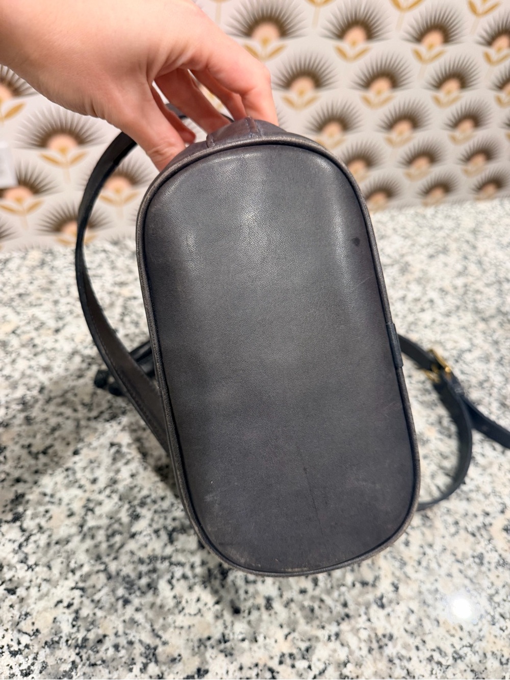 Vintage Coach Gray/Navy Drawstring Crossbody - Picture 7 of 11